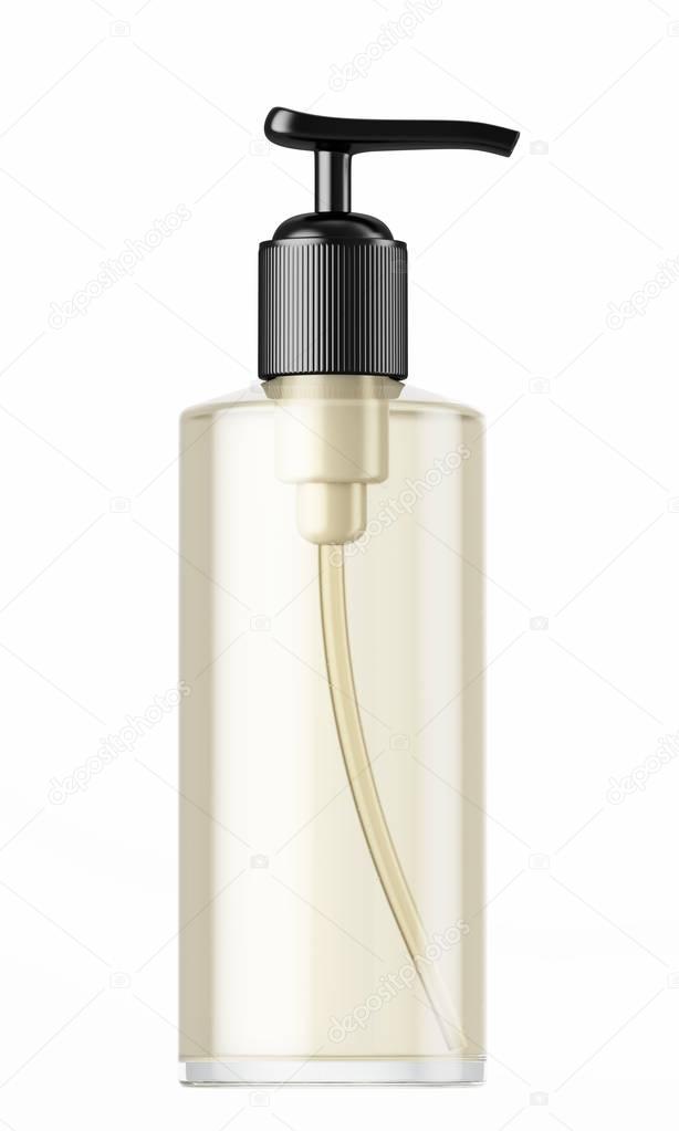 Transparent cosmetic bottle with tube dispenser