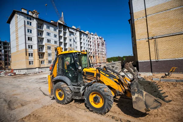Bulldozer werken op de bouwplaats — Stockfoto
