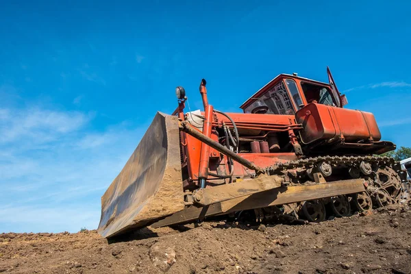 Bulldozer werken op de bouwplaats — Stockfoto