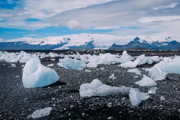 Icy Blue Lagoon Iceland Glaciers Melt Lake Turning Ice Sunny — Stock Photo, Image