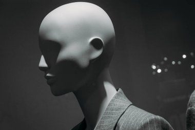 Vitrinde portre mankeni kafası kapat