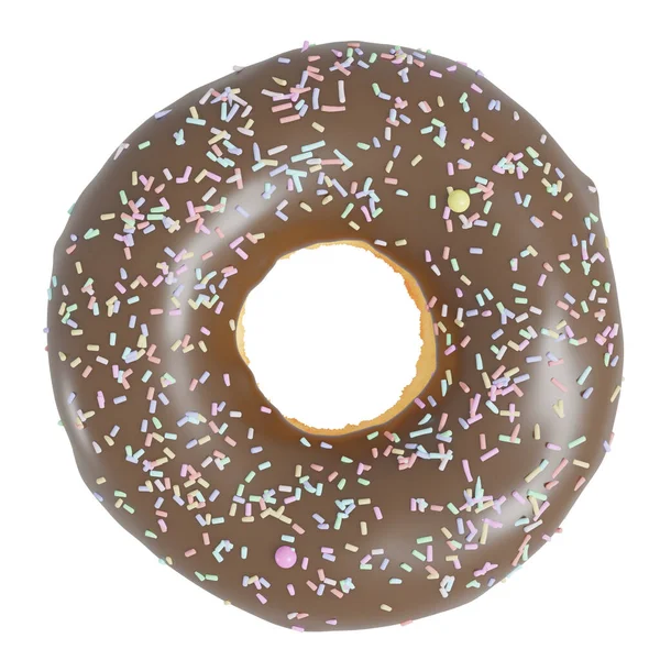 Rendering Donut Met Hagelslag Geïsoleerd Witte Achtergrond — Stockfoto