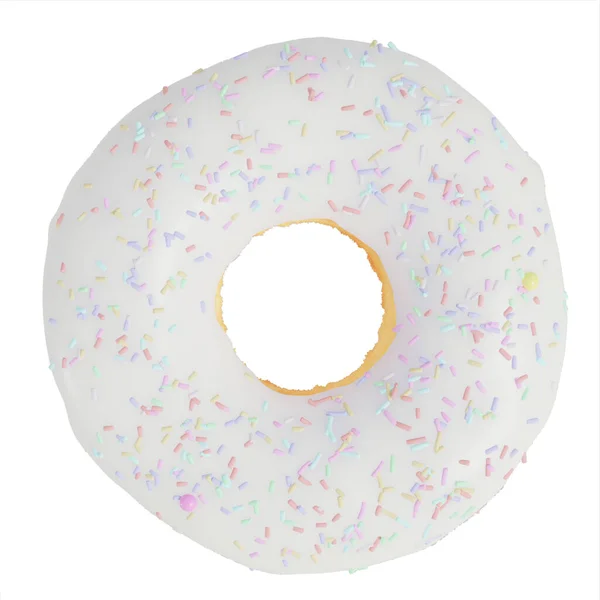 Donut Rendu Avec Des Aspersions Isolées Sur Fond Blanc — Photo