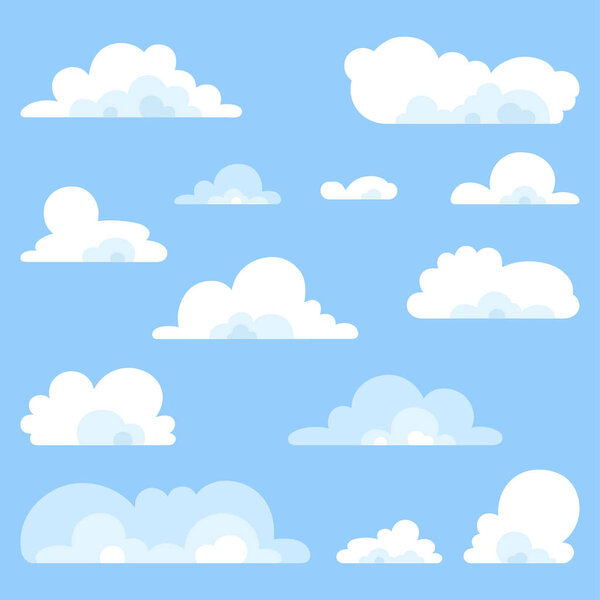 Cartoon clouds. Illustration on blue background for design