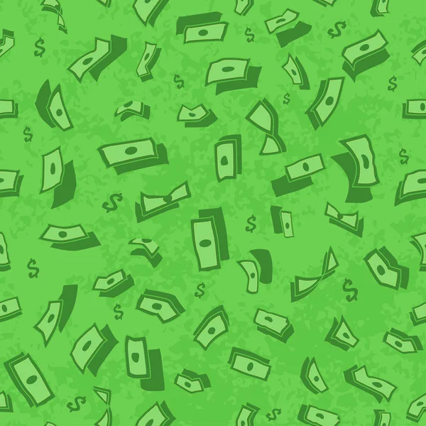 Tapeta z dolarów, zielone tło wchodzących pieniędzy, tekstura. — Wektor stockowy