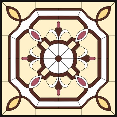 vitray pencere / soyut kare çerçeve çiçek.