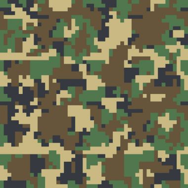 Tasarımınız için dijital piksel yeşil kamuflaj seamless modeli. Askeri tarzı giysiler. Vektör doku 