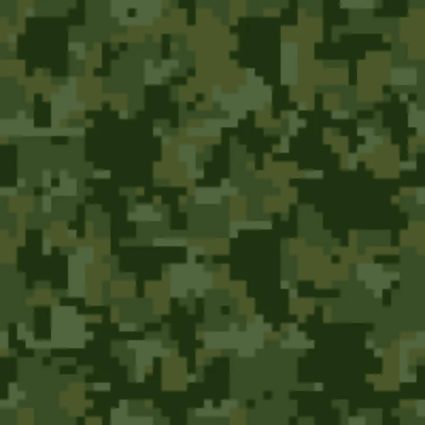 Digitala pixel grön camouflage sömlösa mönster för din design. Kläder militär stil. Vector textur — Stock vektor