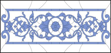 Soyut geometrik çiçek desenli dikdörtgen bir çerçevenin / lekeli cam Art Deco tarzında, Tiffany tekniği. Vektör