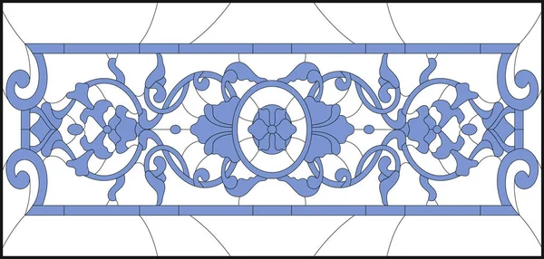 Patrón floral geométrico abstracto en un marco rectangular / vidrieras en estilo Art Deco, técnica Tiffany. Vector — Archivo Imágenes Vectoriales