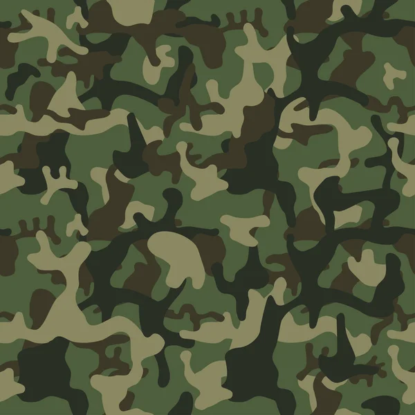 Illustration vectorielle sans couture de motif de camouflage. Style vestimentaire classique camouflage imprimé répétition. Vert brun noir olive couleurs texture de la forêt. — Image vectorielle