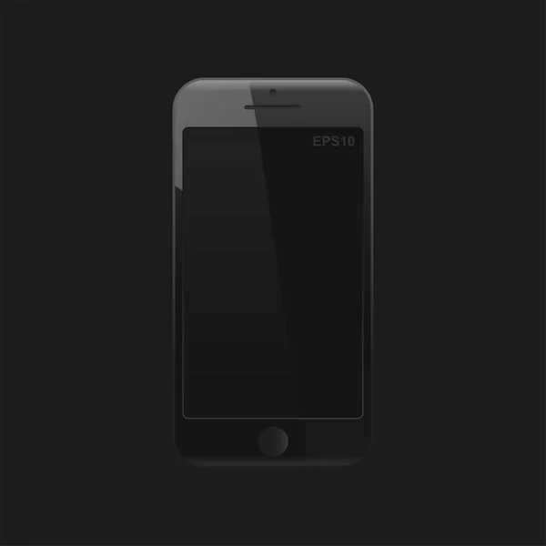 Icono de teléfono inteligente con pantalla en blanco aislada. Moderno teléfono plano simple. Sobre un fondo negro. Vector — Vector de stock