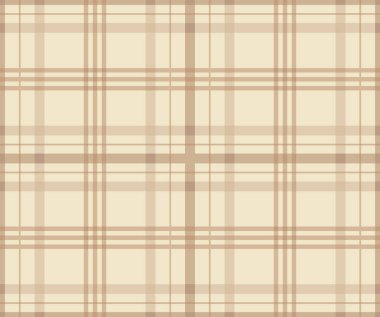 Sorunsuz tartan ekose deseni. Kareli kumaş doku krem ve soluk kahverengi renk çizgili yazdırın. Moda duvar kağıdı vektör çizim.