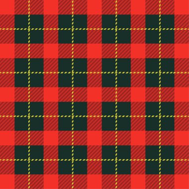 Ekose Tartan Dikişsiz desen arka plan. Geleneksel İskoç süs. Oduncu tarzı. Kumaş ile yeşil kareler kırmızıdır. Vektör çizim.