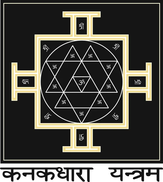 Sri Yantra - symbol of Hindu tantra formed by interlocking triangles that radiate out from the central point. Sacred geometry. Vector illustration of mystical diagram. — Stock Vector