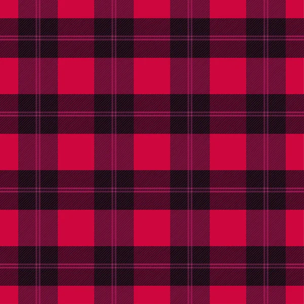 Padrão xadrez Lumberjack. Vermelho tartan fundo vetor sem costura. Alternando sobreposição de células pretas e coloridas. Modelo para tecidos de vestuário . — Vetor de Stock