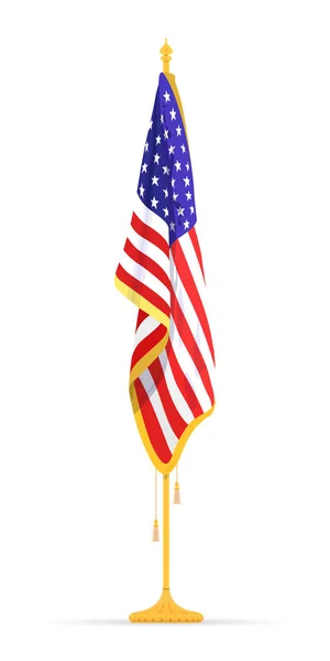 La bandera de Estados Unidos en el gabinete, colgada en el estante de la habitación del presidente estadounidense. El tema del patriotismo para el Día de la Constitución. Ilustración vectorial . — Archivo Imágenes Vectoriales
