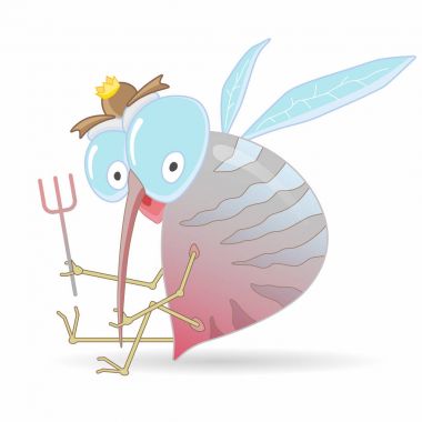 Çizgi film aç sivrisinek holding çatal. Çizgi film vektör çizim.