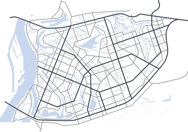 Abstrakter Stadtplan - Stadtstraßen auf dem Plan. Karte des fiktiven Straßensystems. — Stockvektor