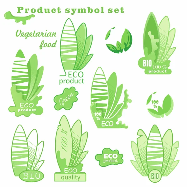 Juego de insignias de granja de elementos orgánicos frescos. Etiquetas para alimentos y bebidas naturales, productos, agricultura biodinámica. Colección 100% bio, eco, logotipo saludable. Vector . — Archivo Imágenes Vectoriales