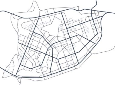 Soyut şehir haritası. Yolların satır düzeni. Planı üzerinde şehir sokakları. Kentsel çevre, mimari arka plan. Vektör