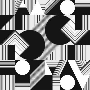 Kompozisyon basit geometrik şekillerden şeritli, boş ve dolu. Özet Stil arka plan, kapak, düzen, dergi, broşür, Poster. Vektör