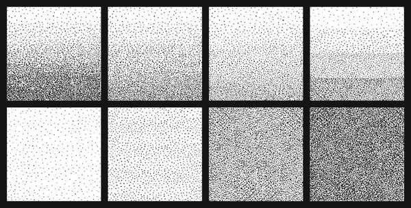 Halbtonmuster, Halbtonverlauf mit zufälligen Punkten. abstrakter monochromer pointillistischer, gesprenkelter Vektorhintergrund — Stockvektor