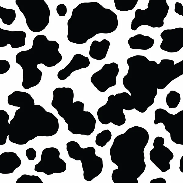 Patrón sin costuras. Vaca o dálmata. Manchas. Blanco y negro. Estampado animal, textura. Fondo vectorial. — Vector de stock