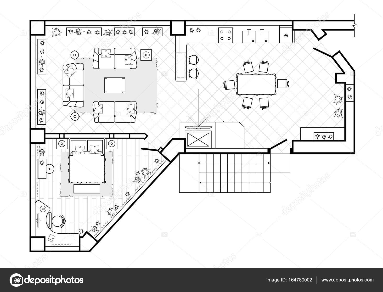 Grundriss Ansicht Von Oben Die Innenarchitektur Terrasse