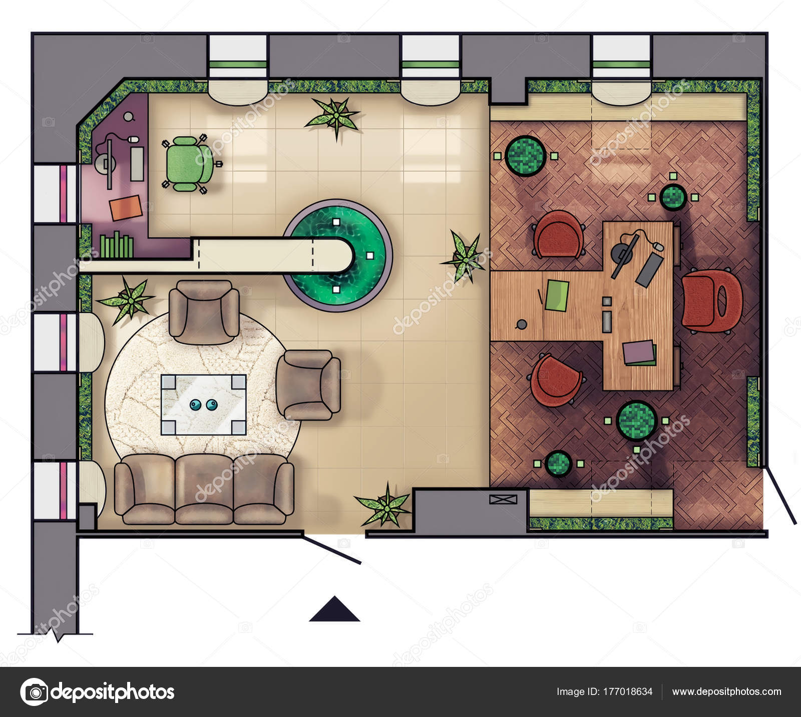 Architecturale Kleurrijke Plattegrond Van Interieur Werken Kabinet ... Architecturale Kleurrijke Plattegrond Van Interieur Werken Kabinet ...
