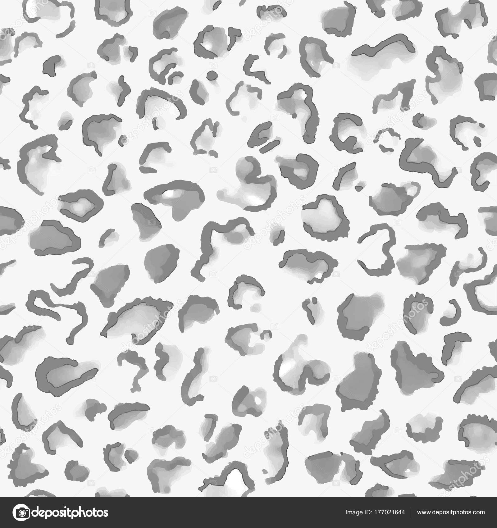 时尚手画的无缝花纹雪豹水彩技术黑白动物皮肤背景图库矢量图©Parmenow 177021644, image size:1600x1700