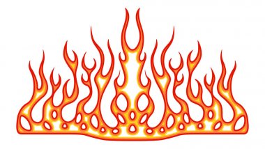 Alev alev yanan ateş çıkartmaları için arabanın kaputu. Hot Rod alevler yarış. Vinil hazır kabile alevler. Yakıcı etkisi izole vektör ile araç ve motosiklet çıkartma. 