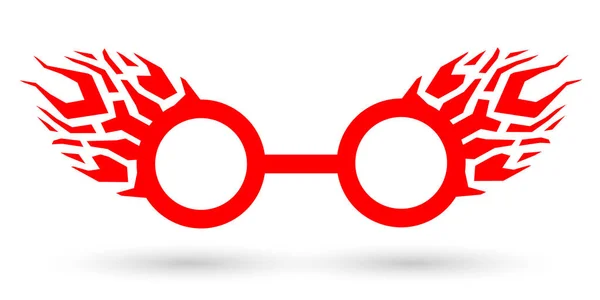 Flammengläser Symbol Flach Kunststil Rowdytum Vektor Brillen Meme Für Design — Stockvektor