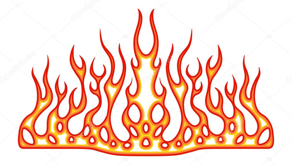 Blazing fire decals for the hood of the car. Hot Rod Racing Flames. Vinyl ready tribal flames. Vehicle and motorbike stickers, with burning effect isolated vector. 