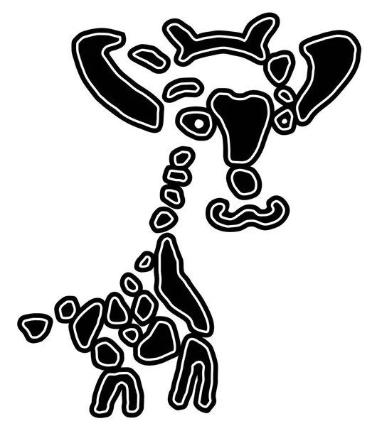 Logo Cut Sticker Cute Tribal Giraffe Cartoon Children Illustration Hand — Stock Vector