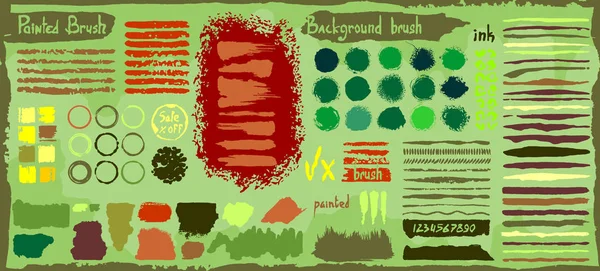 Огромный Набор Пятна Краски Чернила Мазки Кисти Кисти Линии Грязный — стоковый вектор