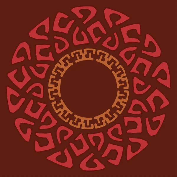 Struttura Rotonda Ampia Ornamentale Con Motivo Etnico Elementi Decorativi Tribali — Vettoriale Stock