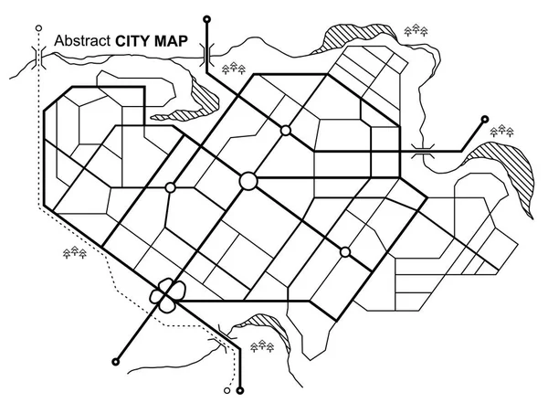 Stadtplan Liniensystem Der Straßen Stadtstraßen Auf Dem Plan Städtisches Umfeld — Stockvektor