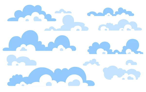 Dibujos Animados Cielo Azul Con Nubes Día Brillante Silueta Nubes — Vector de stock