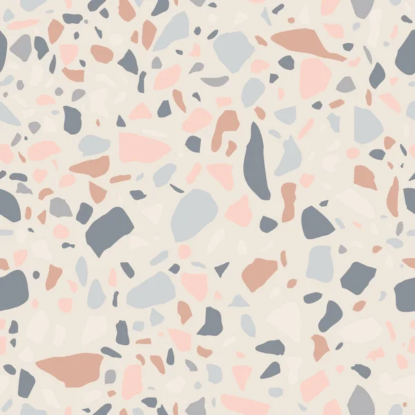 Terrazzo Naadloze Patroon Tegel Met Keien Stenen Abstract Texture Achtergrond — Stockvector