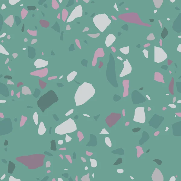 Textur Terrazzo Boden Fliesen Aus Poliertem Kieselstein Abstraktes Muster Vektorhintergrund — Stockvektor