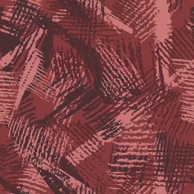 Kapak kamuflajı, modern moda tasarımı. Kalem darbeleriyle el yapımı kamuflaj. Grunge deseni. Kırmızı yumurtadan çıkan soyut arka plan, modaya uygun kumaş. Tekstil baskısı. Vektör kusursuz dokusu.