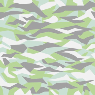 Kamuflaj kusursuz desen. Geometrik soyut modern vektör kamuflajı, yumuşak pastel renklerde arkaplan.