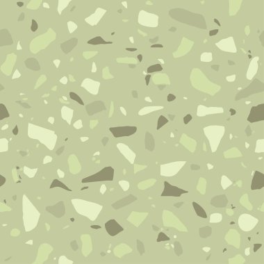 Terrazzo seamless modeli. Dekoratif granit mozaik yüzey dokusu. Yeşil Mermer fayans. Taş zemin dokusu. Vektör çizim