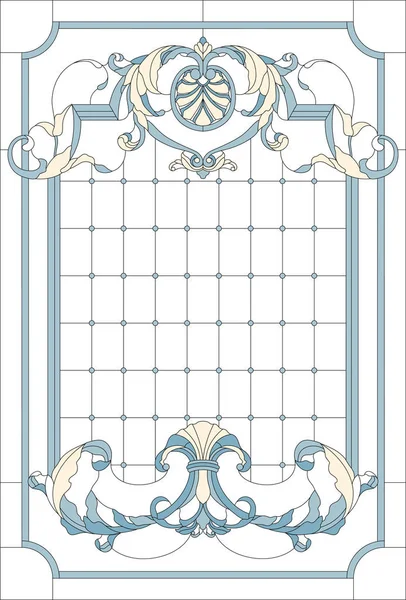 Panel Decoración Vitrales Marco Rectangular Arreglo Floral Abstracto Brotes Hojas — Archivo Imágenes Vectoriales