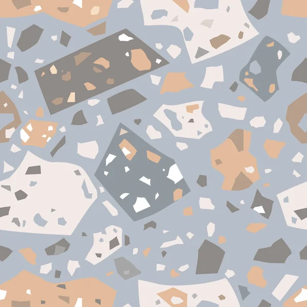Terrazzo kusursuz desen. Pastel renkler. Cilalanmış mermer, hassas bir zemin. Vektör dokusu