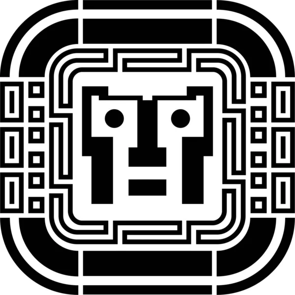 Digital Pixel Cyber Avatar Ikon Datorteknik Säkerhet Hackning Svartvitt Ansikte — Stock vektor