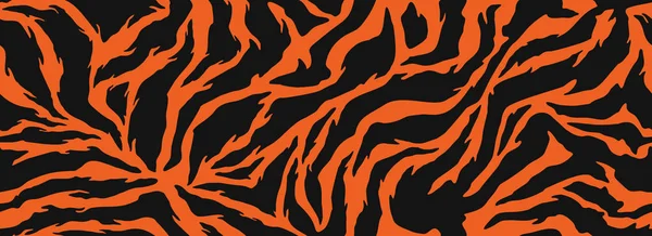 老虎条纹图案 动物皮肤 线条背景 矢量无缝纹理 — 图库矢量图片