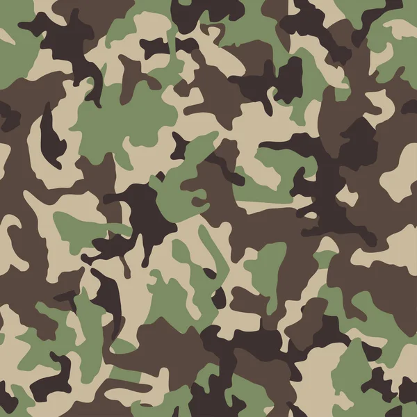 绿色迷彩图案背景 无缝隙绿色迷彩 经典的绿色军队服装风格 森林遮掩迷彩 绿棕色黑色橄榄色的军事纹理 — 图库矢量图片