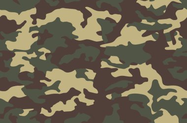 Yeşil, pürüzsüz kamuflaj desenli arka plan. Askeri kıyafet tarzı. Orman askeri kamuflajını gizliyor. Vektör dokusu. 